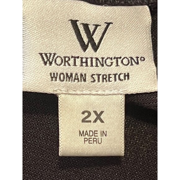Worthington Woman Stretch 2X Black Waterfall Open-Front Cardigan Ruched Back - Picture 3 of 11